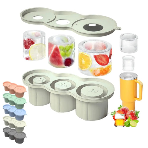 RYMSS 3-Size Stanley Ice Cube Tray- Set for 30oz-40oz Tumblers - Perfect Ice Maker for Stanley Cup Tumbler and Water Bottle - (White)